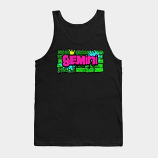 Gemini Retro Graffiti 80s Zodiac Birthday June May Astrology Tank Top